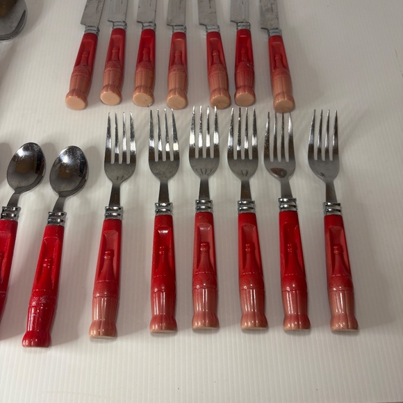 Coca Cola Silverware Flatware Vintage 25 Piece Red Coke Bottle Handle Gibson - Picture 5 of 13